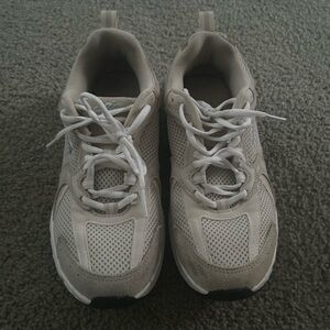 Beige and White Athletic Sneakers